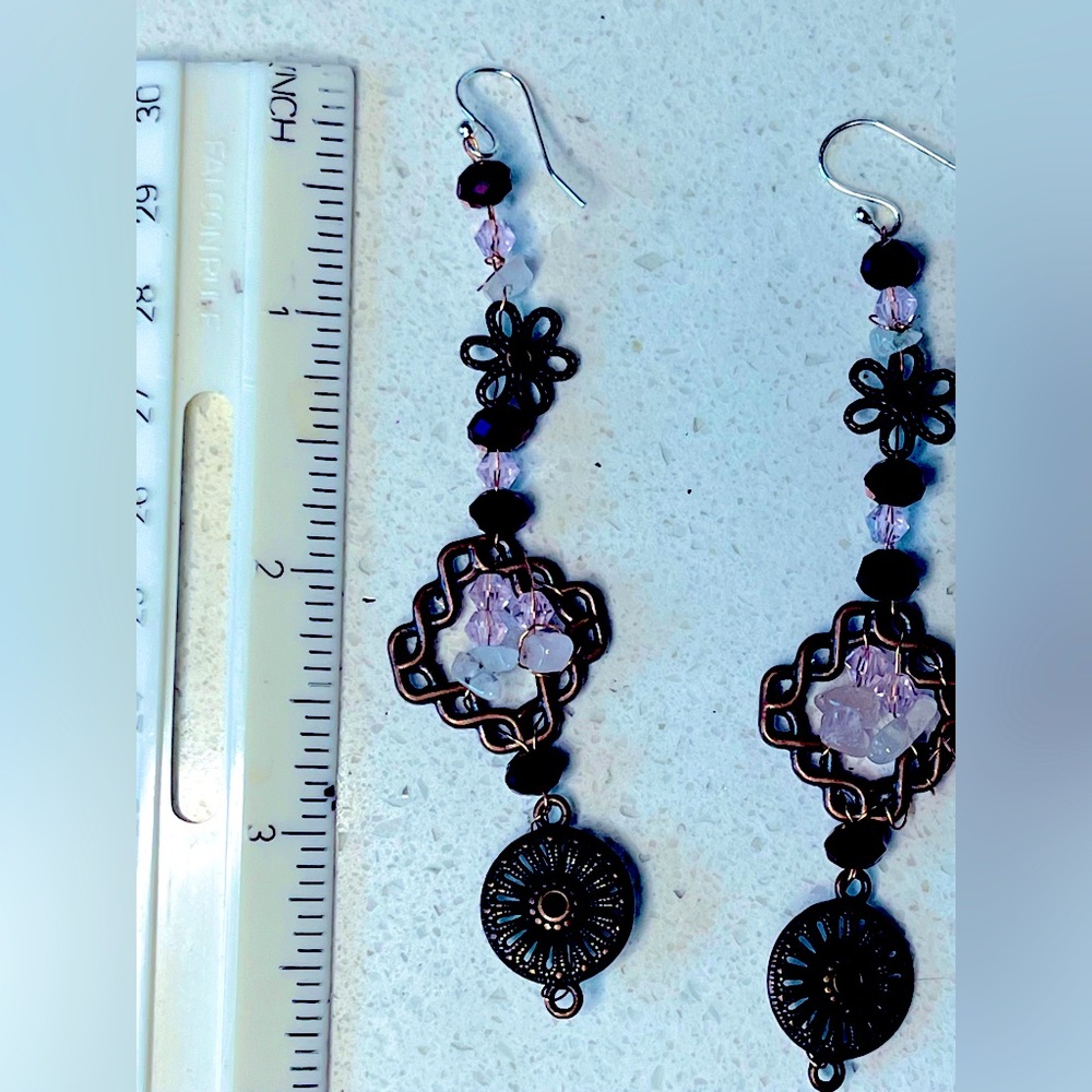 Vintage handmade beaded earrings - Picture 4 of 9